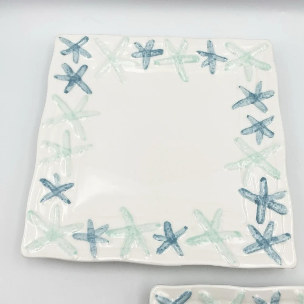 Coastal Home Cape Coral Starfish Square Salad Plates 9